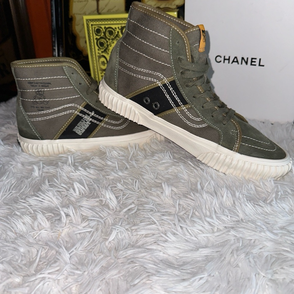 Vans High-Top Athletic Sneakers in Olive Green and Black
